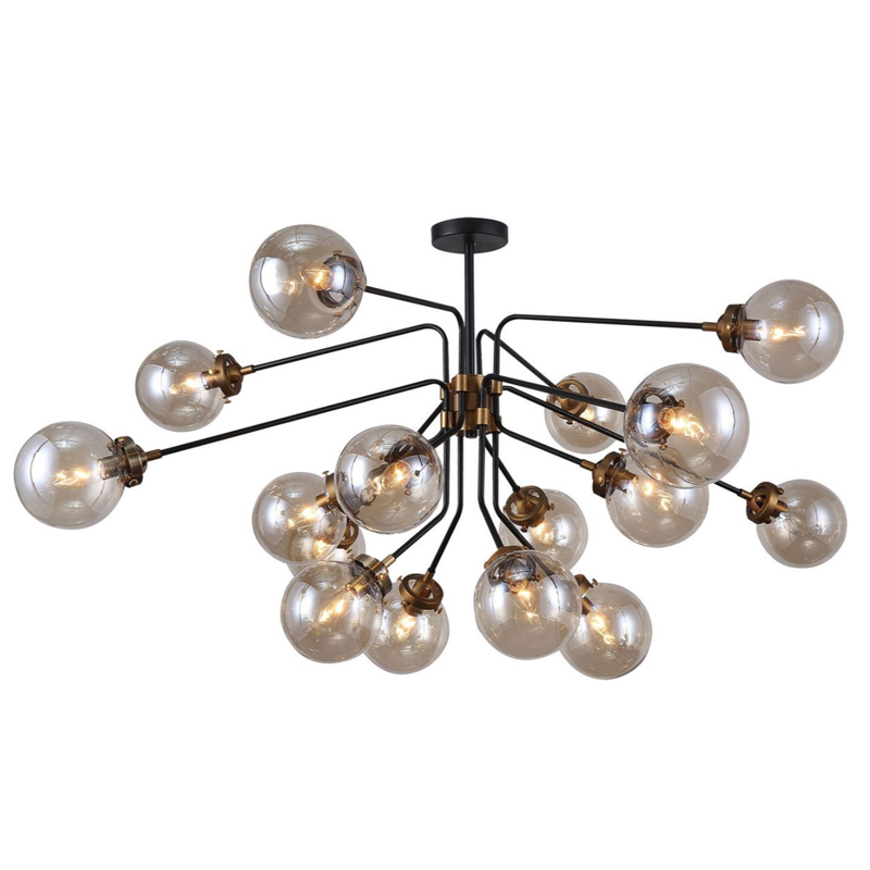 Большой Светильник Bistro Ceiling Globe 16 Черный Стекло Смок Большой Светильник Bistro Ceiling Globe 16 Черный Стекло Смок в Грозном | Loft Concept