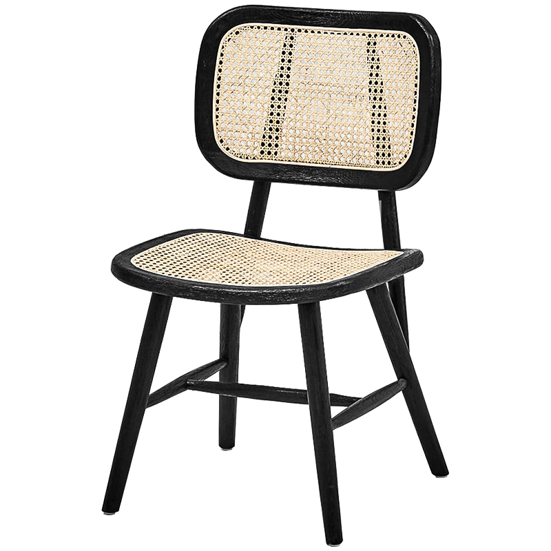 Стул Stiana Rattan Stool Черный Бежевый Стул Stiana Rattan Stool Черный Бежевый в Грозном | Loft Concept
