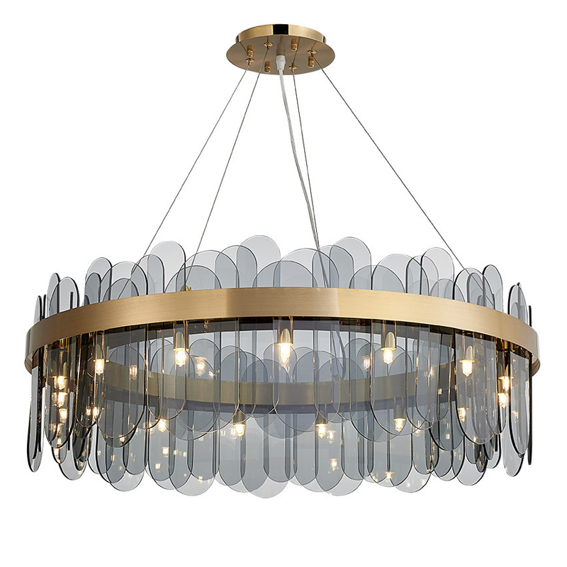 Люстра Blount Chandelier Smokey Латунь Стекло Смок Люстра Blount Chandelier Smokey Латунь Стекло Смок в Грозном | Loft Concept