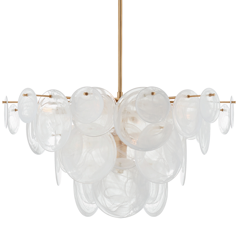 Люстра Disk Textured Glass Chandelier Золотой Белое матовое стекло в Грозном | Loft Concept 