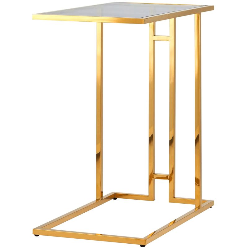 Стол приставной Lasker Milan Tables Gold Золотой Стекло Смок Стол приставной Lasker Milan Tables Gold Золотой Стекло Смок в Грозном | Loft Concept