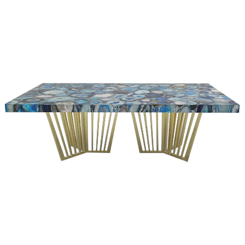 Обеденный стол Agate Design Blue Dining Table Синий Золотой Обеденный стол Agate Design Blue Dining Table Синий Золотой в Грозном | Loft Concept