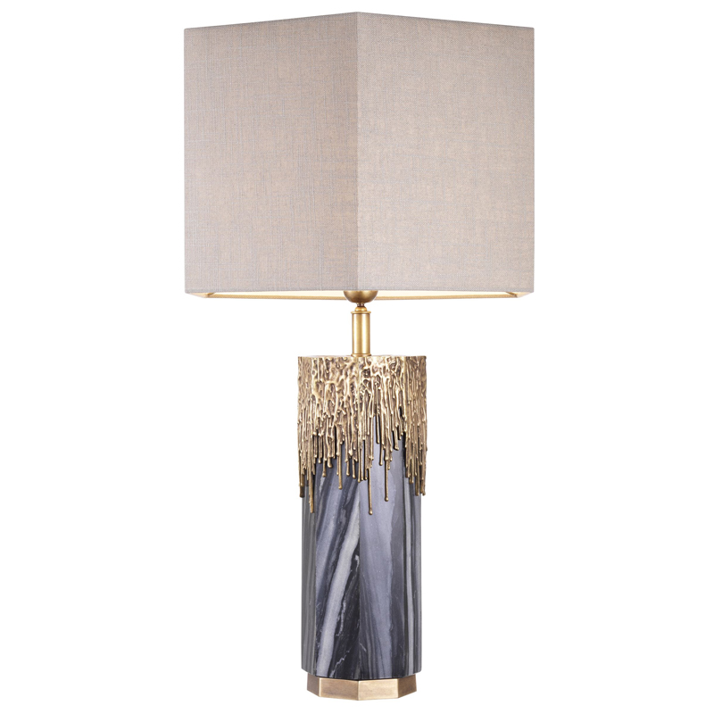 Настольная лампа Eichholtz Table Lamp Miller Серый Бежево-серый Винтажная латунь Настольная лампа Eichholtz Table Lamp Miller Серый Бежево-серый Винтажная латунь в Грозном | Loft Concept