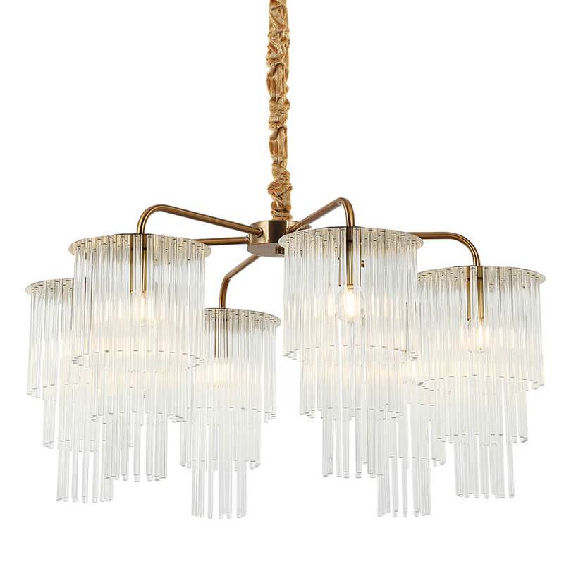 Люстра Harrison Chandelier gold 6 lamp Глянцевое золото Прозрачный Люстра Harrison Chandelier gold 6 lamp Глянцевое золото Прозрачный в Грозном | Loft Concept