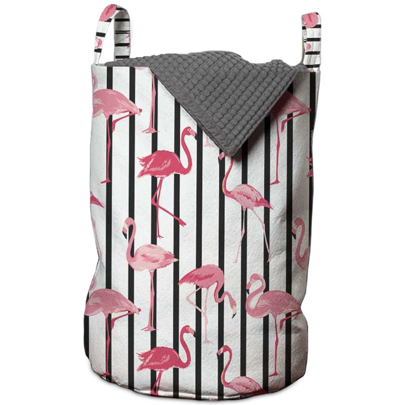 Корзина Flamingo Stripes Basket Черно-белый Розовый пастельный Корзина Flamingo Stripes Basket Черно-белый Розовый пастельный в Грозном | Loft Concept
