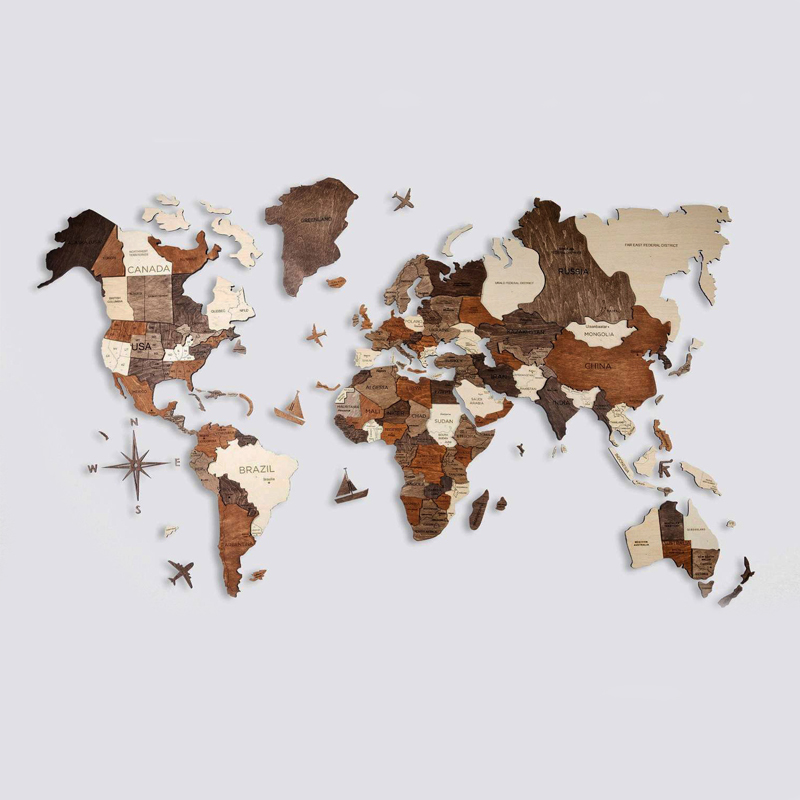 Аксессуар на стену Wooden World Map Мульти Аксессуар на стену Wooden World Map Мульти в Грозном | Loft Concept