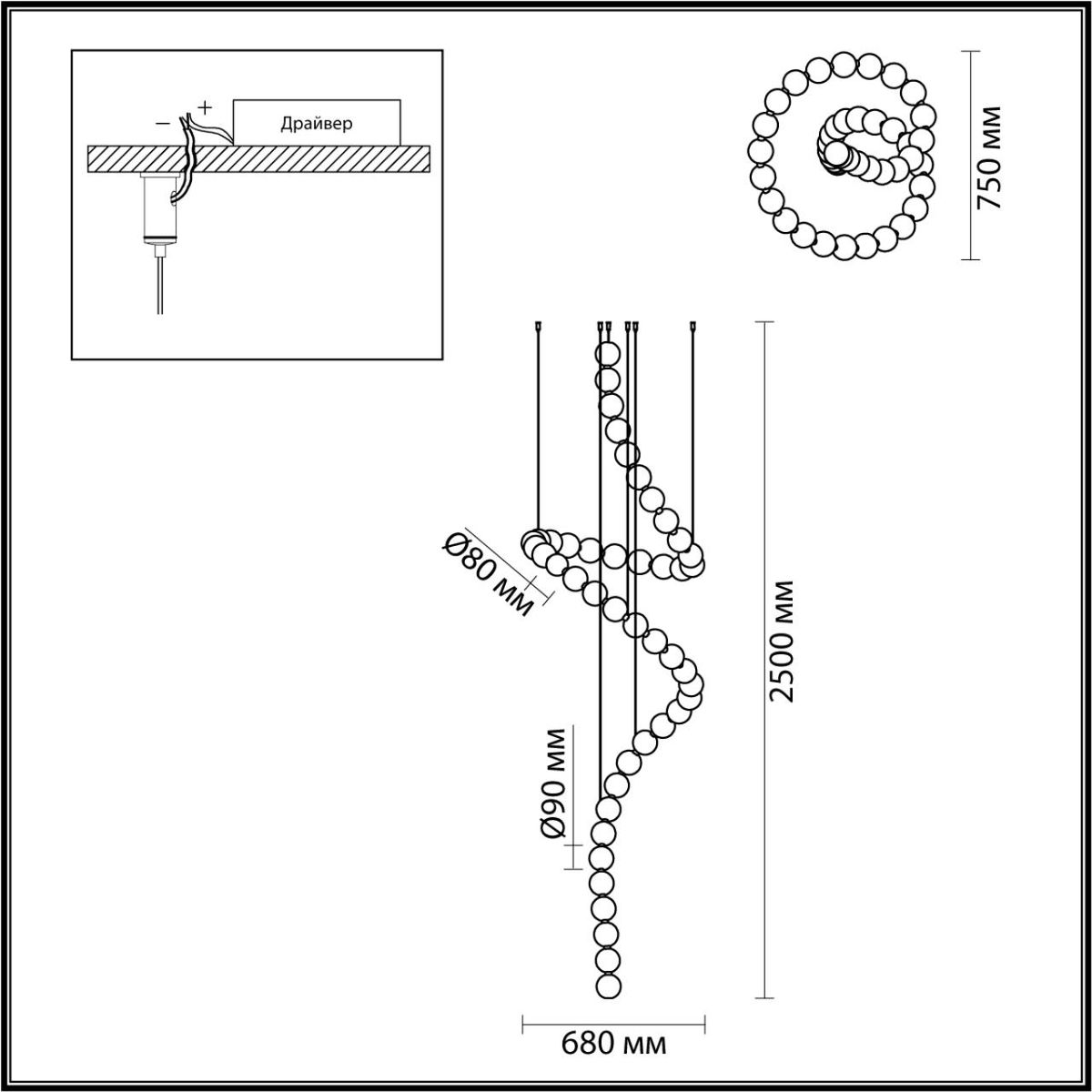 Большая светодиодная люстра Crystal Globule Spiral Золото Большая светодиодная люстра Crystal Globule Spiral Золото в Грозном