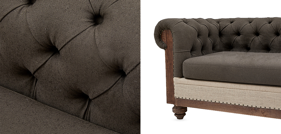Диван Deconstructed Chesterfield Sofa triple Linen Brown - Loft-Concept в Грозном