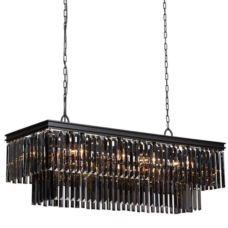 Люстра Odeon Gray glass Rectangular Chandelier Black iron стекло Смок длина 120 Черный матовый Люстра Odeon Gray glass Rectangular Chandelier Black iron стекло Смок длина 120 Черный матовый в Грозном | Loft Concept