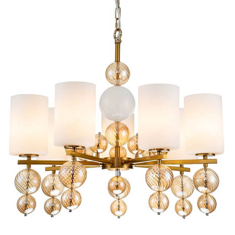 Люстра Blown Glass Balloons Chandelier 7 Латунь Белый Янтарный Люстра Blown Glass Balloons Chandelier 7 Латунь Белый Янтарный в Грозном | Loft Concept