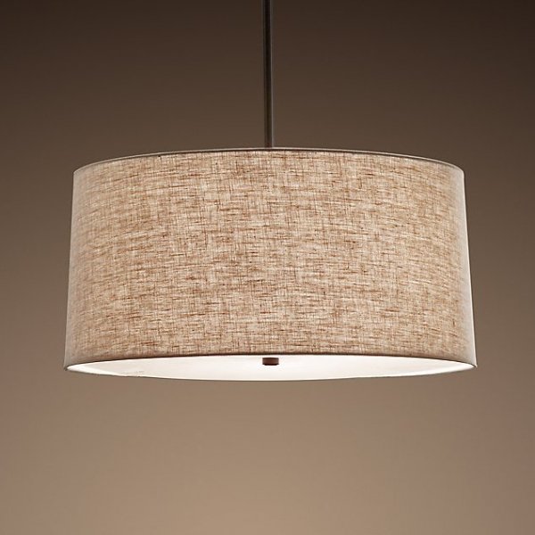 Люстра RH ROUND Linen Shade Pendant Бежево-серый Люстра RH ROUND Linen Shade Pendant Бежево-серый в Грозном | Loft Concept