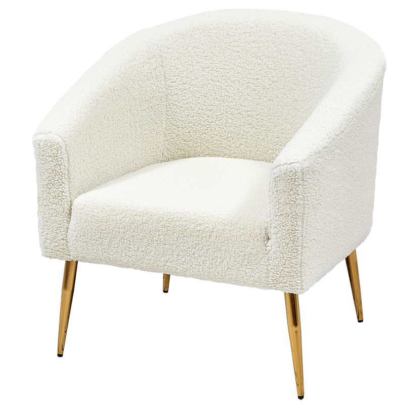Кресло из белой ткани букле Boucle Luisa Armchair Белый Золотой Кресло из белой ткани букле Boucle Luisa Armchair Белый Золотой в Грозном | Loft Concept
