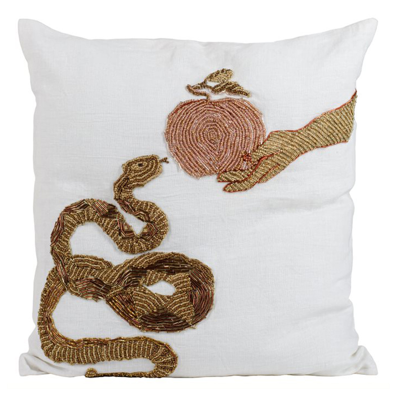 Подушка с вышивкой из бисера Snake with Apple Мульти Подушка с вышивкой из бисера Snake with Apple Мульти в Грозном | Loft Concept