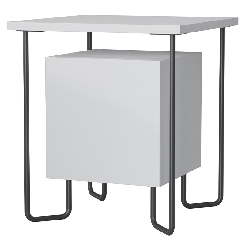 Прикроватная тумба белого цвета с дверцей ACRES NIGHTSTAND WHITE Белый Черный в Грозном | Loft Concept 