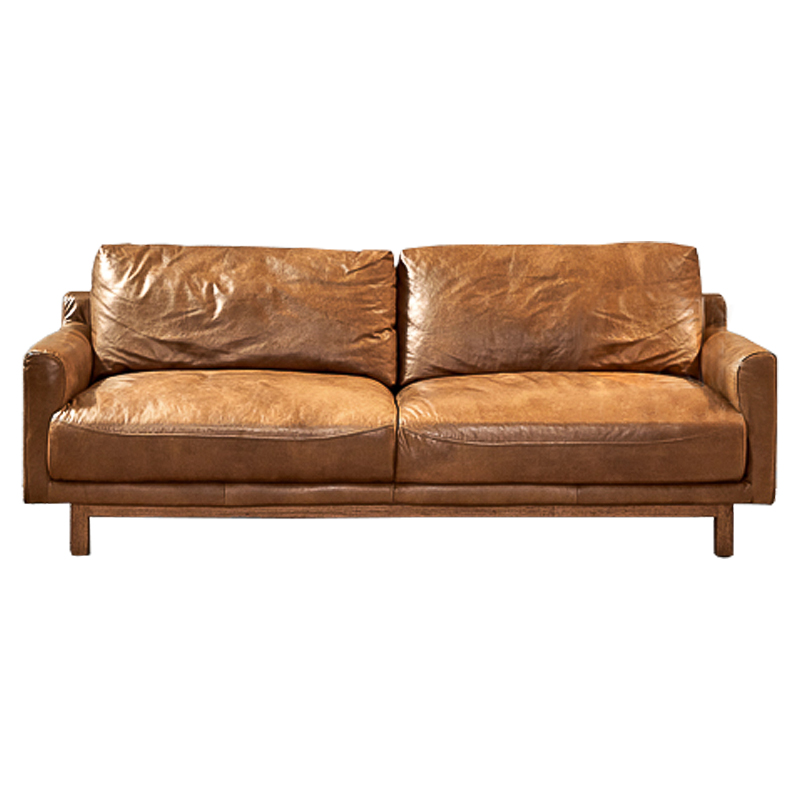 Диван Caramel Leather & Wood Triple Sofa Карамель Диван Caramel Leather & Wood Triple Sofa Карамель в Грозном | Loft Concept