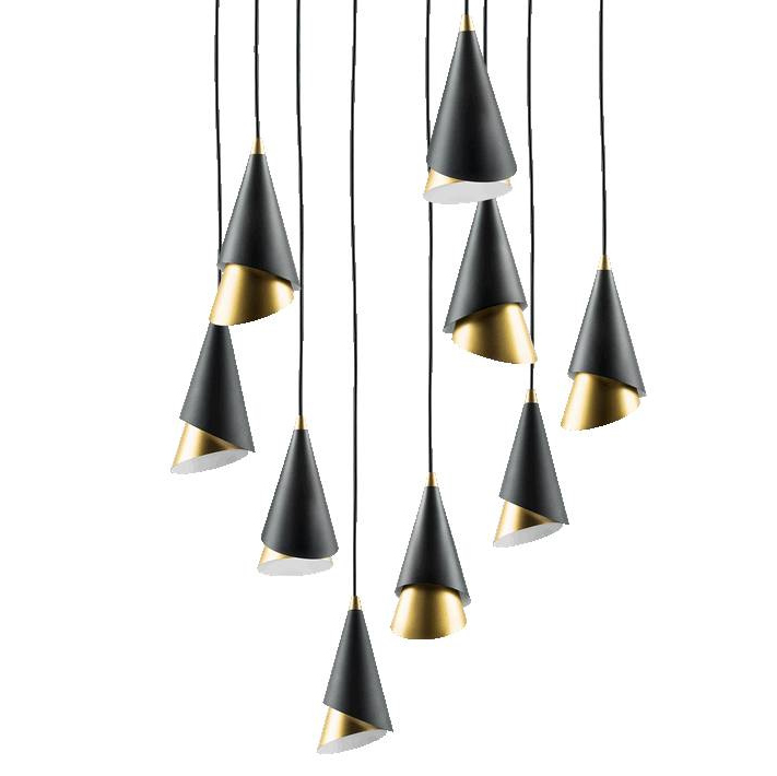 Люстра Lucio Black and Gold 9 Черный Золотой Люстра Lucio Black and Gold 9 Черный Золотой в Грозном | Loft Concept