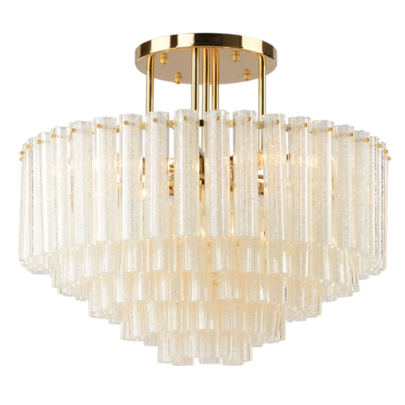 Люстра потолочная на штанге Textured Glass Chandelier Золотой Прозрачное Стекло Люстра потолочная на штанге Textured Glass Chandelier Золотой Прозрачное Стекло в Грозном | Loft Concept