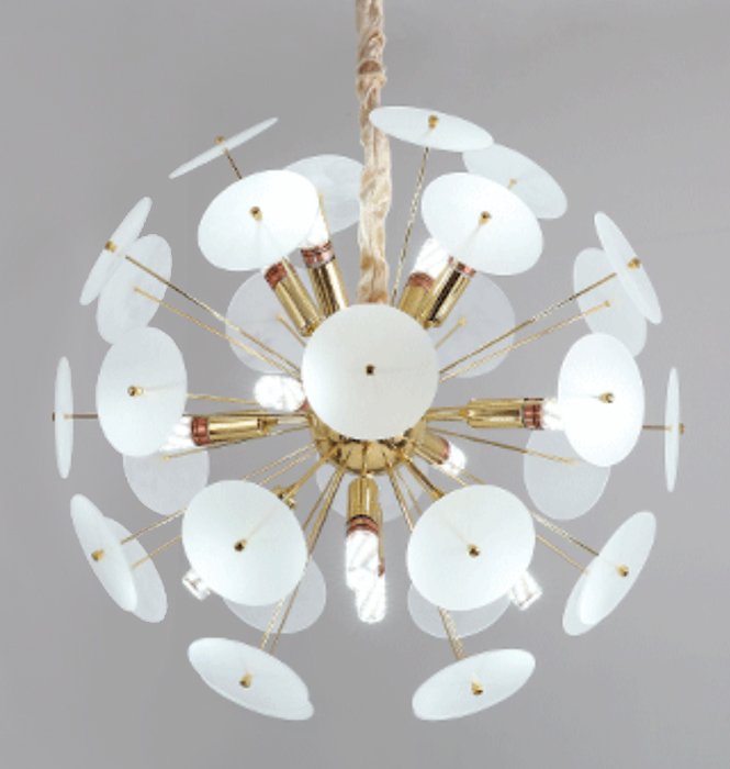 Люстра Sputnik Glass Lenz White Chandelier Золотой Белый Люстра Sputnik Glass Lenz White Chandelier Золотой Белый в Грозном | Loft Concept