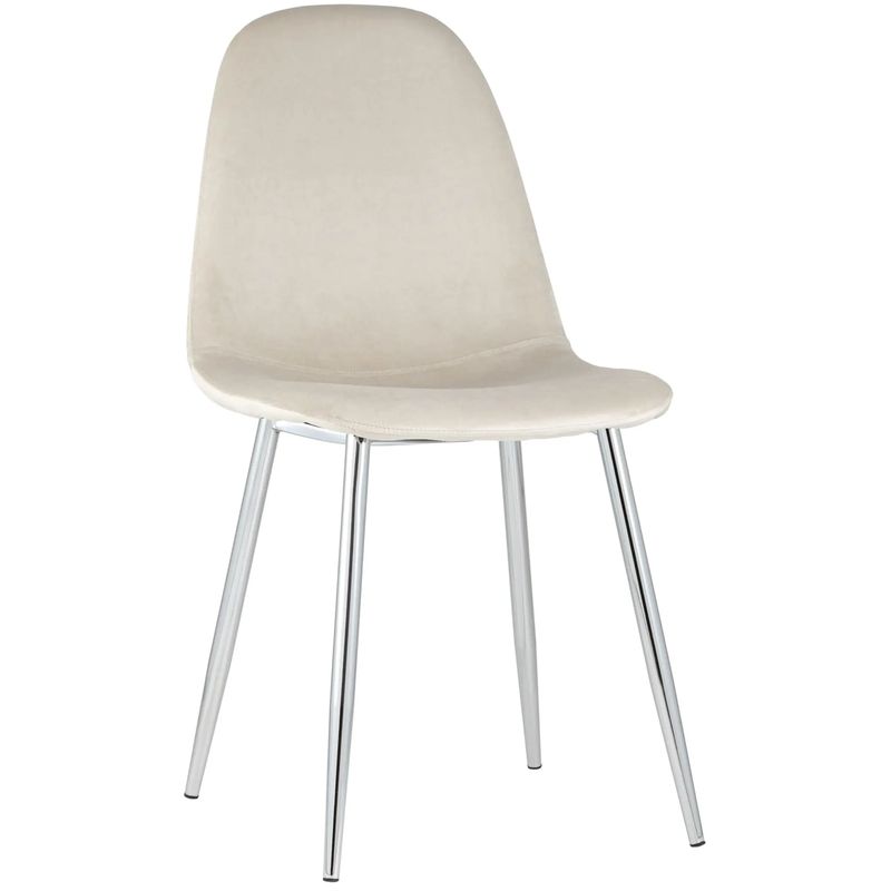 Стул Archie Chair Молочный Велюр Хромированные ножки Молочный Серебряный Стул Archie Chair Молочный Велюр Хромированные ножки Молочный Серебряный в Грозном | Loft Concept