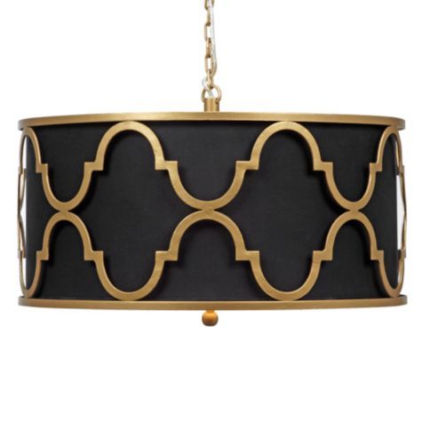 Люстра Black Shade Gold Quatrefoil Overlay Drum Pendant Черный Люстра Black Shade Gold Quatrefoil Overlay Drum Pendant Черный в Грозном | Loft Concept