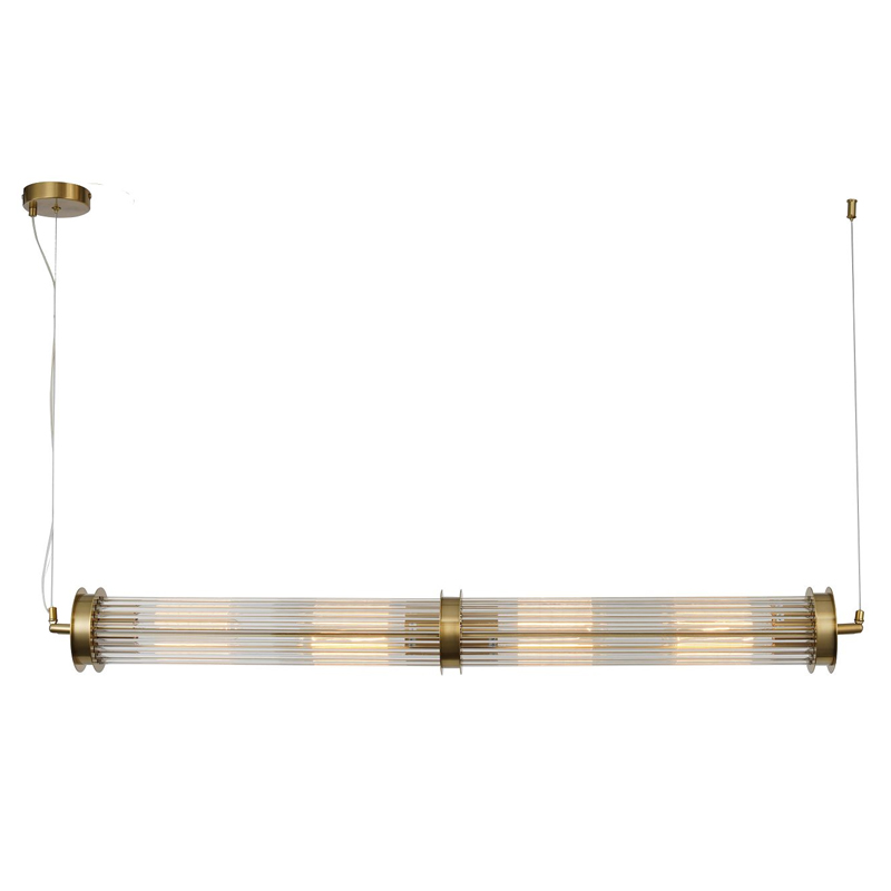 Люстра с рифленым плафоном Glass Tube Brass Латунь Прозрачный Люстра с рифленым плафоном Glass Tube Brass Латунь Прозрачный в Грозном | Loft Concept