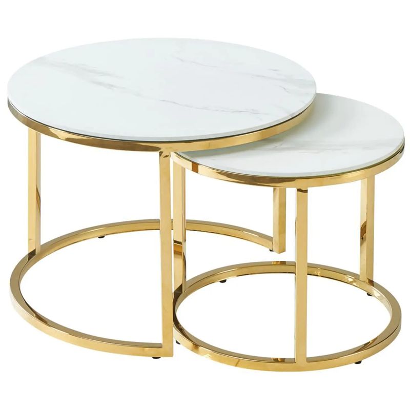 Столик кофейный Priestley Collection Duo столешница белый мрамор Белый Мрамор Bianco Глянцевое золото Столик кофейный Priestley Collection Duo столешница белый мрамор Белый Мрамор Bianco Глянцевое золото в Грозном | Loft Concept