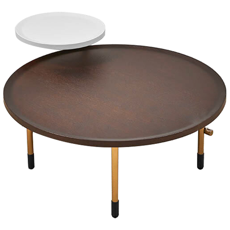 Кофейный стол Alastair Double Round Table Золотой Коричневый Белый Кофейный стол Alastair Double Round Table Золотой Коричневый Белый в Грозном | Loft Concept