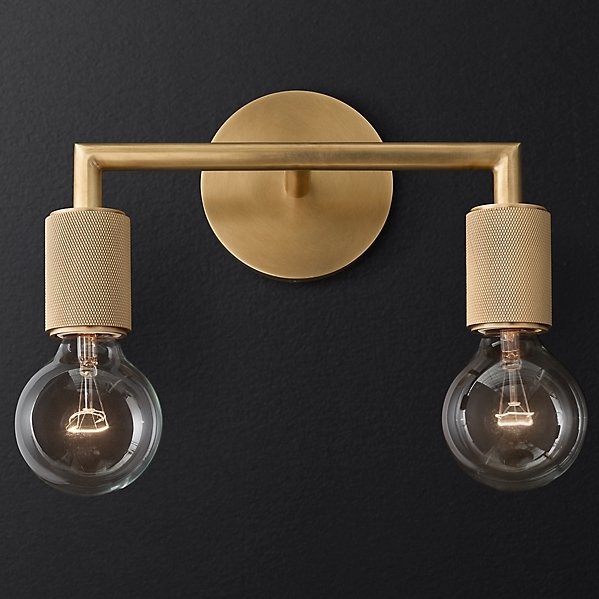 Бра RH Utilitaire Double Sconce Brass Латунь Бра RH Utilitaire Double Sconce Brass Латунь в Грозном | Loft Concept