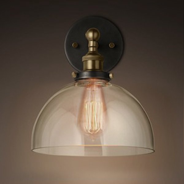Бра Factory Filament Glass Dome Sconce Прозрачный Бронза Черный Бра Factory Filament Glass Dome Sconce Прозрачный Бронза Черный в Грозном | Loft Concept