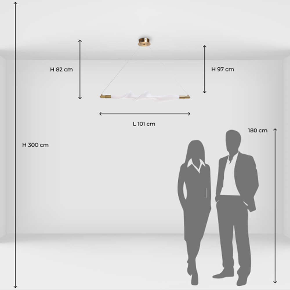 Люстра горизонтальная с волнистым белым плафоном Golden Swirl в Грозном