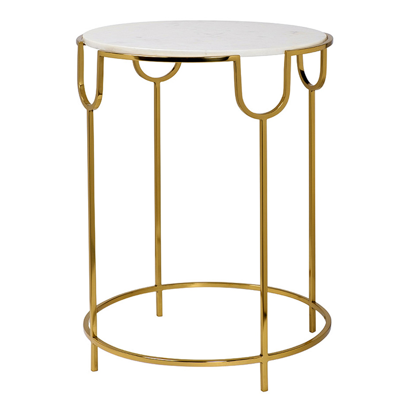 Приставной стол Bettina Side Table Глянцевое золото Белый Мрамор Bianco Приставной стол Bettina Side Table Глянцевое золото Белый Мрамор Bianco в Грозном | Loft Concept