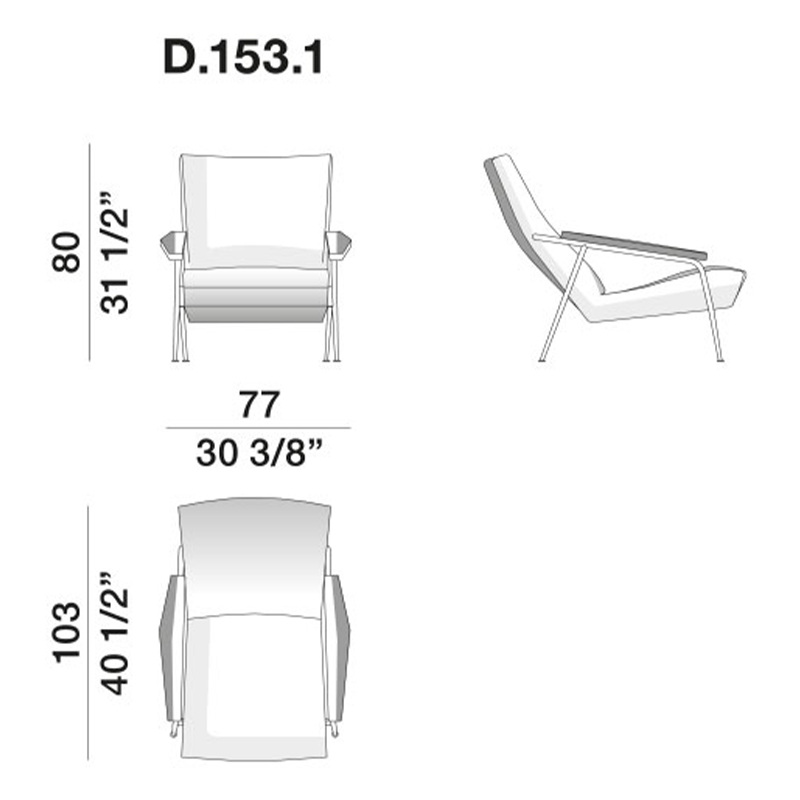 Дизайнерское кресло с подлокотниками Gio Ponti D.153.1 Armchair Дизайнерское кресло с подлокотниками Gio Ponti D.153.1 Armchair в Грозном