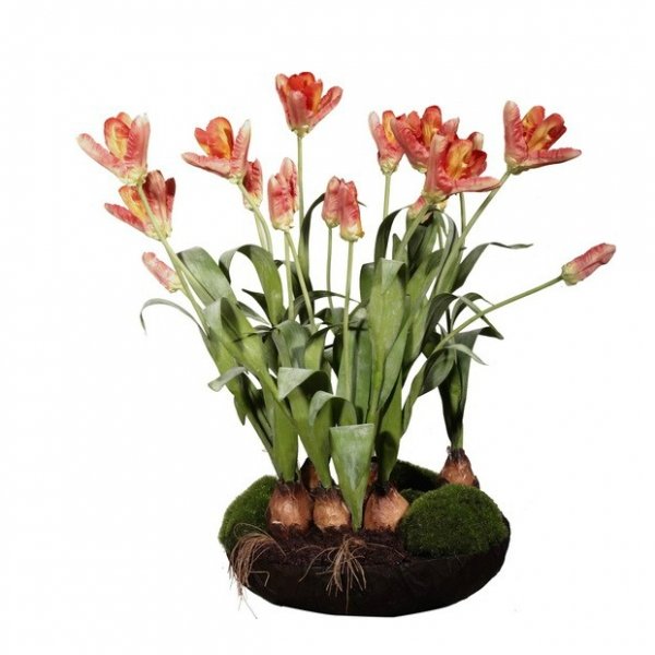 Декоративный искусственный цветок Orange Tulips Зеленый Оранжевый Декоративный искусственный цветок Orange Tulips Зеленый Оранжевый в Грозном | Loft Concept