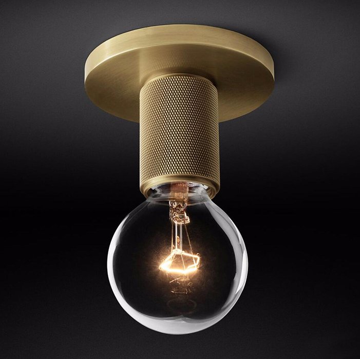 Потолочный светильник RH Utilitaire Socket Flushmount Brass Латунь Потолочный светильник RH Utilitaire Socket Flushmount Brass Латунь в Грозном | Loft Concept