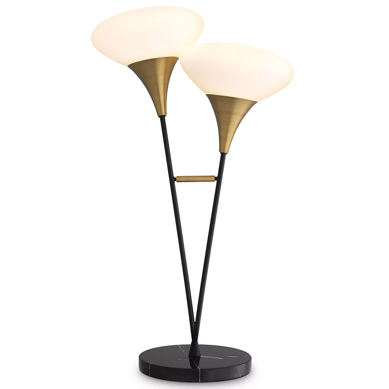 Настольная лампа Eichholtz Table Lamp Duco Белый Черный Латунь Черный Мрамор Nero Настольная лампа Eichholtz Table Lamp Duco Белый Черный Латунь Черный Мрамор Nero в Грозном | Loft Concept