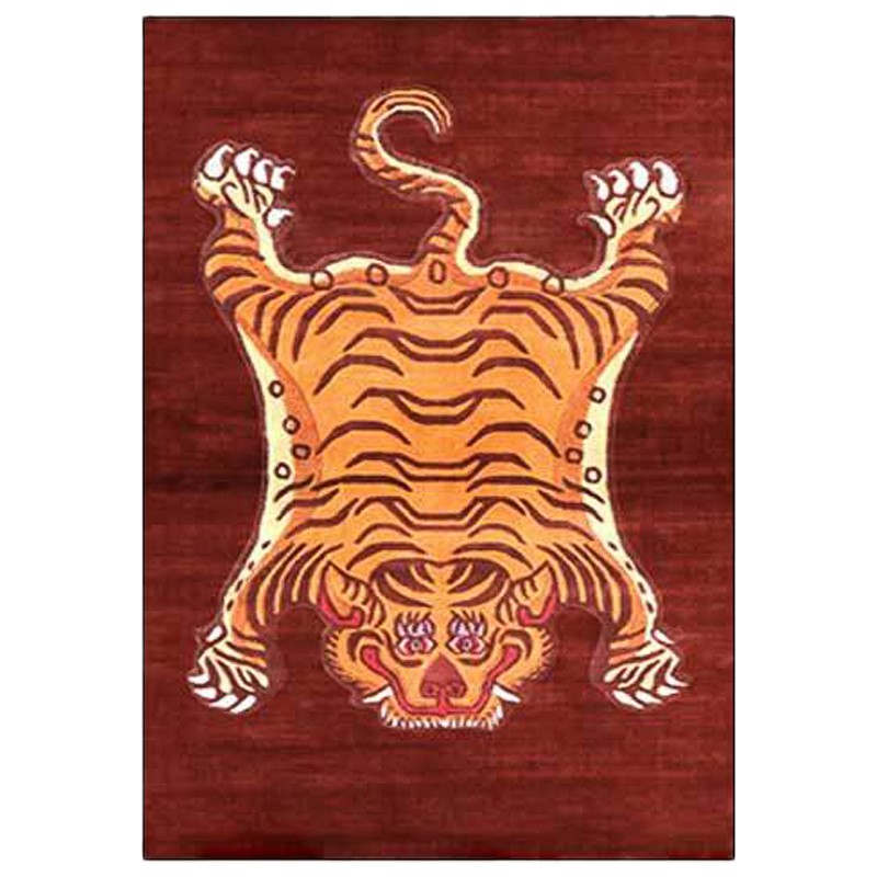 Ковер Тибетский Тигр Tibetan Tiger Rug Red Красный Оранжевый Ковер Тибетский Тигр Tibetan Tiger Rug Red Красный Оранжевый в Грозном | Loft Concept