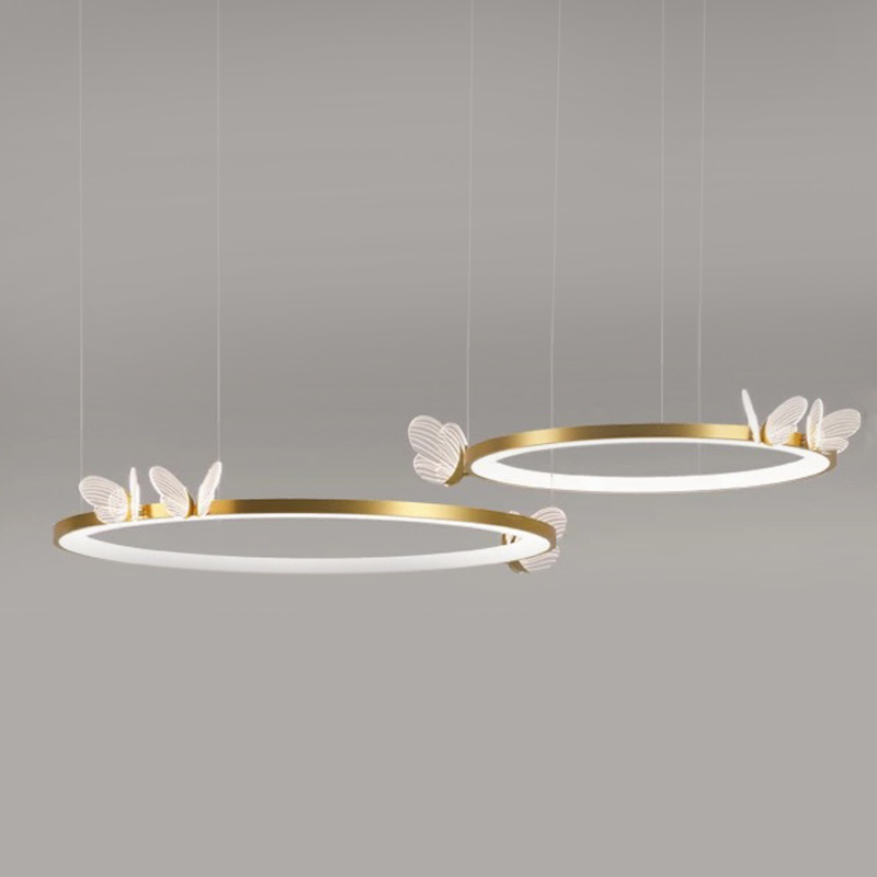 Подвесной светильник двойное кольцо с бабочками Butterfly Double Ring F Прозрачный Латунь Подвесной светильник двойное кольцо с бабочками Butterfly Double Ring F Прозрачный Латунь в Грозном | Loft Concept