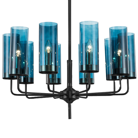 Люстра Black & Blue Glass Tube Chandelier 10 Графитовый Сапфир (Sapphire) в Грозном | Loft Concept 