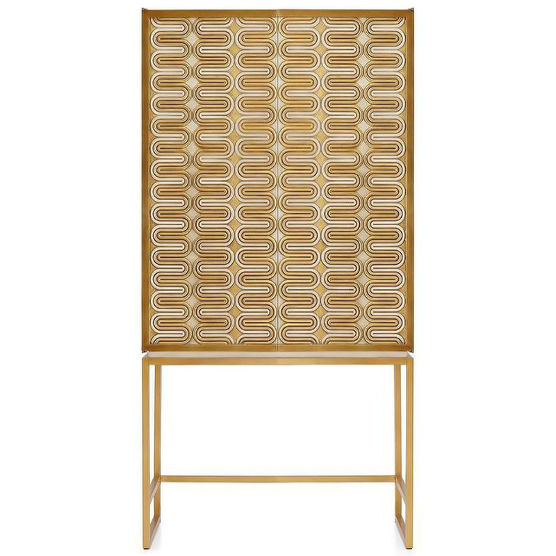 Шкаф Park Avenue Brass Wave Pattern Bar Cabinet Белый Золотой Шкаф Park Avenue Brass Wave Pattern Bar Cabinet Белый Золотой в Грозном | Loft Concept