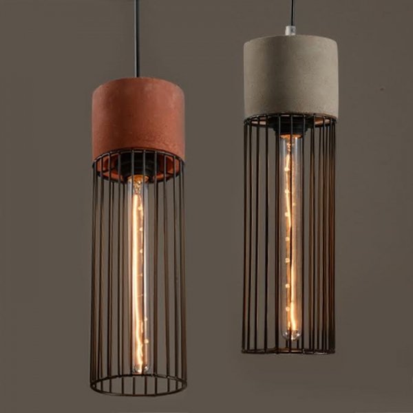 Подвесной светильник Cement Droplight Pendant Light cylinder Серый Красный Черный Подвесной светильник Cement Droplight Pendant Light cylinder Серый Красный Черный в Грозном | Loft Concept
