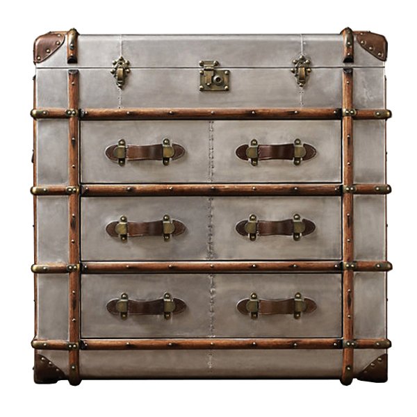 Комод в стиле Лофт RH Richards Polished Aluminum Trunks Chest Алюминий Коричневый винтаж Комод в стиле Лофт RH Richards Polished Aluminum Trunks Chest Алюминий Коричневый винтаж в Грозном | Loft Concept
