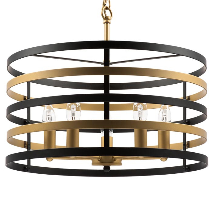Люстра Gold Stripes Chandelier 5 Черный Золотой Люстра Gold Stripes Chandelier 5 Черный Золотой в Грозном | Loft Concept