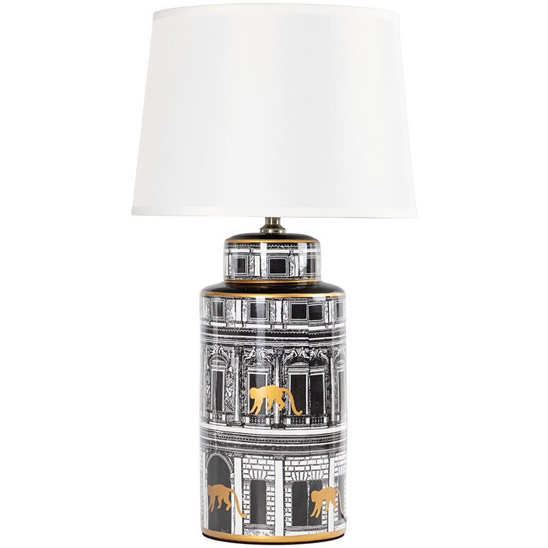 Настольная лампа Old Town Lampshade Black White Черно-белый Золотой Белый Настольная лампа Old Town Lampshade Black White Черно-белый Золотой Белый в Грозном | Loft Concept