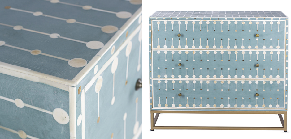 Комод голубой кость BONE INLAY 3 DRAWER Комод голубой кость BONE INLAY 3 DRAWER - Loft-Concept в Грозном