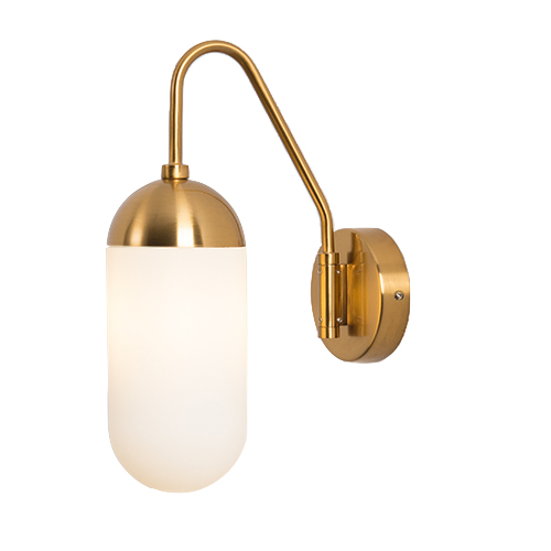 Бра Pelle Sconce short Gooseneck Clear Shade Латунь Белый Бра Pelle Sconce short Gooseneck Clear Shade Латунь Белый в Грозном | Loft Concept