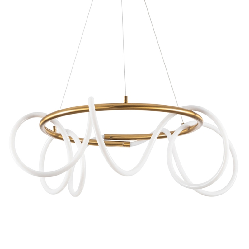 Люстра подвесная кольцевая и изогнутыми светодиодными трубками Luke Lampco Tracer Lamp Медь Белый Люстра подвесная кольцевая и изогнутыми светодиодными трубками Luke Lampco Tracer Lamp Медь Белый в Грозном | Loft Concept