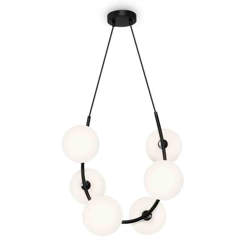 Люстра Marcan 6 Ball Chandelier Black Черный Белый Люстра Marcan 6 Ball Chandelier Black Черный Белый в Грозном | Loft Concept