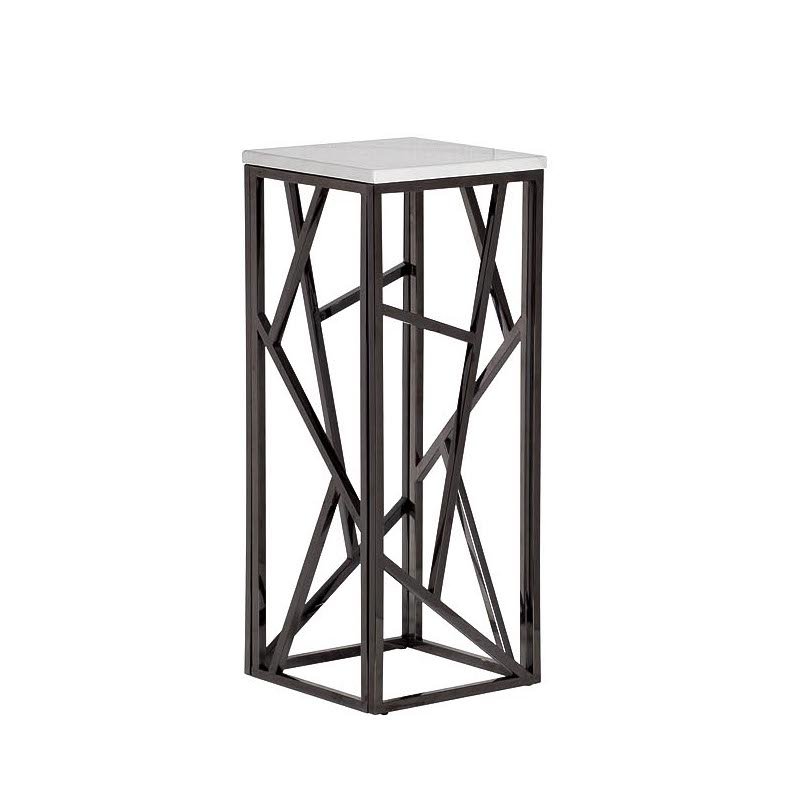 Подставка Serene Furnishing Dark Chrome Marble Top stand Хром Белый Подставка Serene Furnishing Dark Chrome Marble Top stand Хром Белый в Грозном | Loft Concept