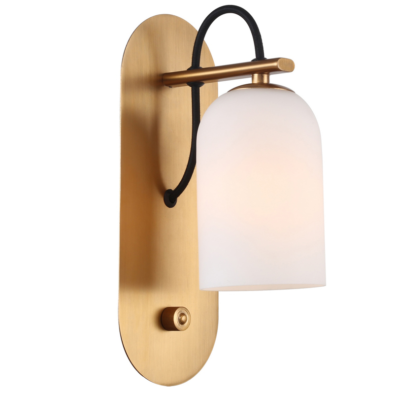 Бра Pyrrhus Sconce Латунь Белое матовое стекло в Грозном | Loft Concept 