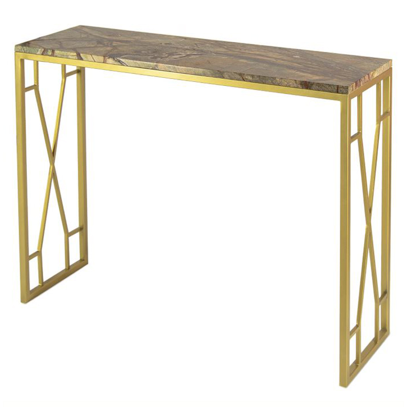 Консоль Rovigo Console коричневый мрамор Коричневый Золотой Консоль Rovigo Console коричневый мрамор Коричневый Золотой в Грозном | Loft Concept